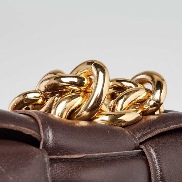 Bottega Veneta Brown Woven Leather Maxi Weave Padded Cassette Chain Bag - Picture 5 of 10